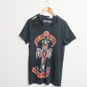 Guns N Roses Shirt Womens Small Black Appetite For Destruction Thrashed Band Tee
